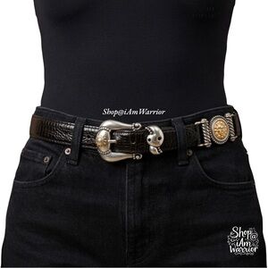 Brighton Museum Collection embossed leather mixed-metal belt *shop@iamwarrior